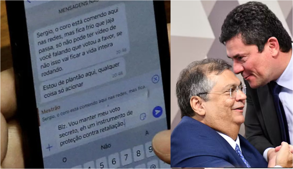 Moro causa revolta ao ser flagrado trocando mensagens sobre voto 'a favor' de Dino