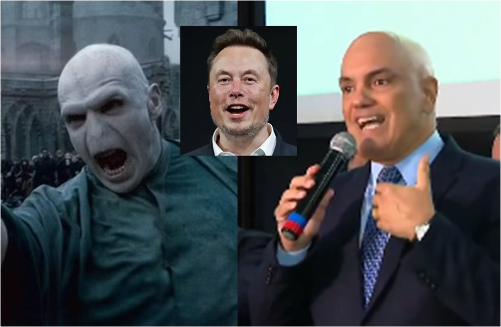 Musk provoca Moraes publicando imagem de “Lord Voldemort” em reação à reportagem